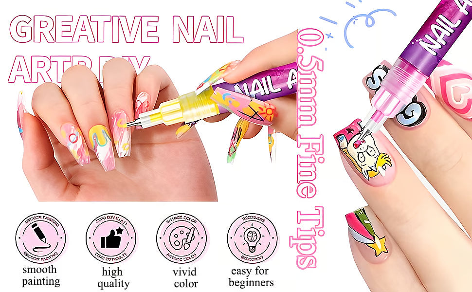 Wolrdzon™ 12-Color Nail Art Graffiti Pen Set
