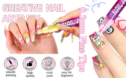 Wolrdzon™ 12-Color Nail Art Graffiti Pen Set