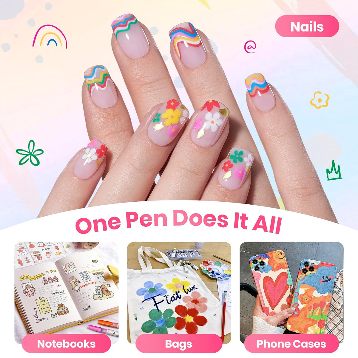 Wolrdzon™ 12-Color Nail Art Graffiti Pen Set