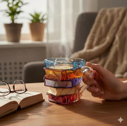 Urbanomax 3D painted books coffee mug with colorful book design, ceramic material, and comfortable handle.