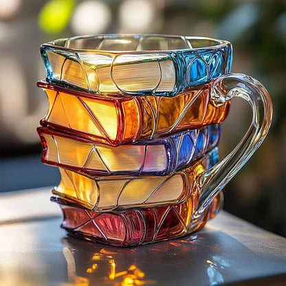 Urbanomax 3D painted books coffee mug featuring vibrant book illustrations and a creative literary design.